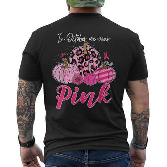 In October We Wear Pink Pumpkin Breast Cancer Awareness Men's T-shirt Back Print | Mazezy