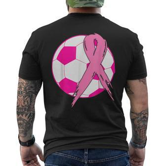 In October We Wear Pink Soccer Breast Cancer Awareness Men's T-shirt Back Print | Mazezy