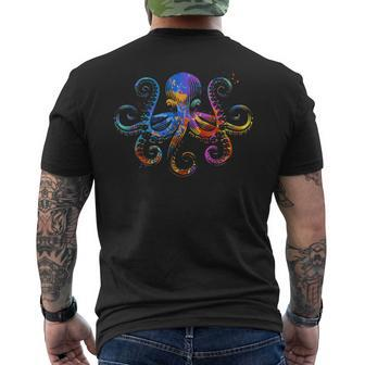 Octopus Graphic - Colorful Ocean Octopus Design Mens Back Print T-shirt - Seseable