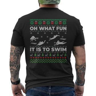 Oh What Fun It Is To Swim Ugly Christmas Sweater Men's T-shirt Back Print - Monsterry UK