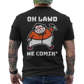 Oh Lawd He Comin Lazy Halloween Costume Horror Movie Halloween Costume Men's T-shirt Back Print | Mazezy