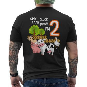 Oink Cluck Baah Mooo I'm 2 Farm Animal 2Nd Birthday Party Men's T-shirt Back Print - Monsterry