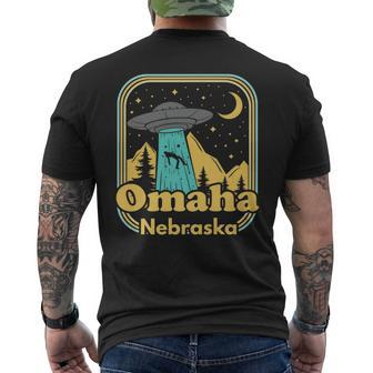 Omaha Nebraska Ufo Alien Hunter 80S Retro State Pride Mens Back Print T-shirt | Mazezy
