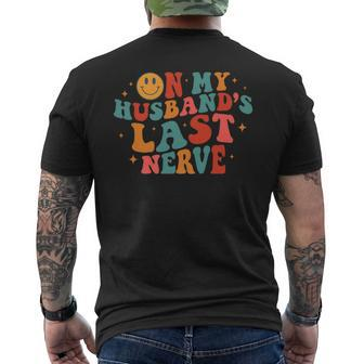 On My Husbands Last Nerve Mens Back Print T-shirt | Mazezy