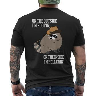 On The Outside Im Hootin On The Inside Im Hollerin Mens Back Print T-shirt - Seseable
