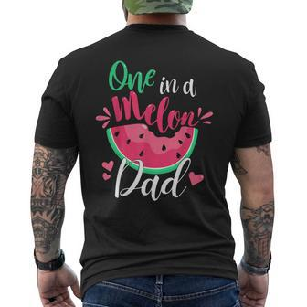 One In A Melon Dad Birthday Party Matching Family Group Mens Back Print T-shirt | Mazezy