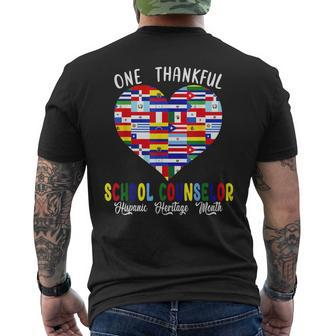 One Thankful School Counselor Hispanic Heritage Month Flags Men's T-shirt Back Print | Mazezy