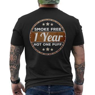 One Year Smoke Free Anniversary Quit Smoking Men's T-shirt Back Print | Mazezy