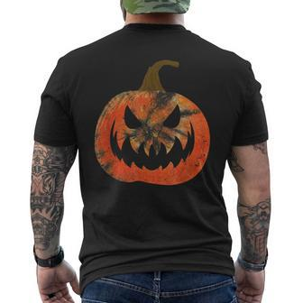 Orange Tie Dye Pumpkin Face Jack O Lantern Halloween Hippie Halloween Men's T-shirt Back Print | Mazezy