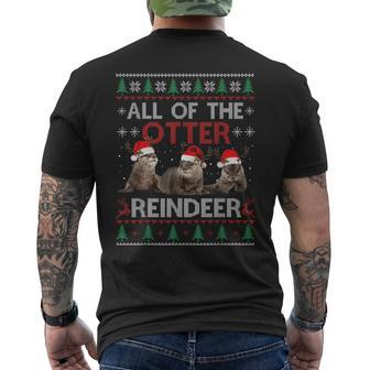 All Of Otter Reindeer Christmas Ugly Sweater Pajamas Xmas Men's T-shirt Back Print | Mazezy