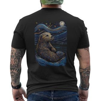 Otter Starry Night Men's T-shirt Back Print - Thegiftio UK