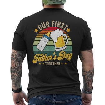 Our First Fathers Day Together Vintage New Dad Matching Mens Back Print T-shirt - Seseable