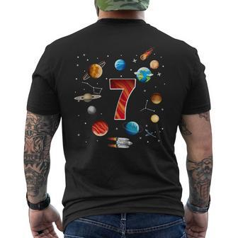 Outer Space 7 Years Old 7Th Birthday Boys Planets Astronaut Mens Back Print T-shirt | Mazezy