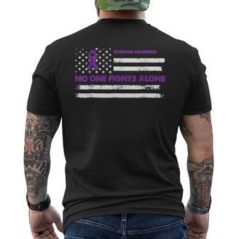 Overdose Awareness Purple Ribbon Us Flag Men's T-shirt Back Print - Monsterry AU