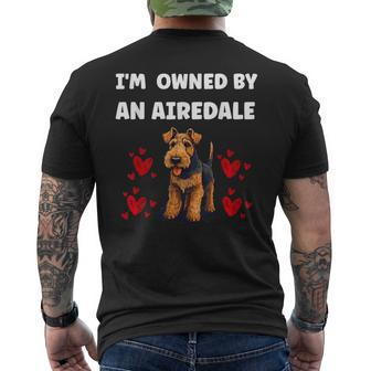 I Am Owned By A Airedale Dog Men's T-shirt Back Print | Mazezy