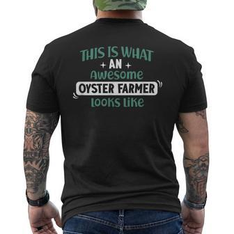 Oyster Farmer Fishing Fisherman Seafood Farming Men's T-shirt Back Print | Mazezy