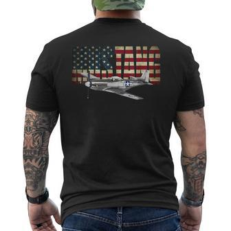 P-51 Mustang Airplane Men's T-shirt Back Print | Mazezy DE
