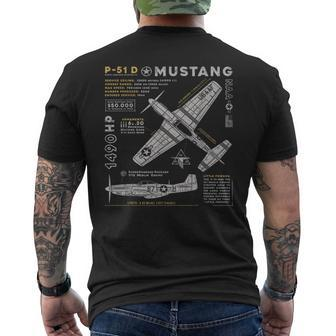 P-51 Mustang Wwii Fighter Plane Us Military Aviation Design Mens Back Print T-shirt - Monsterry