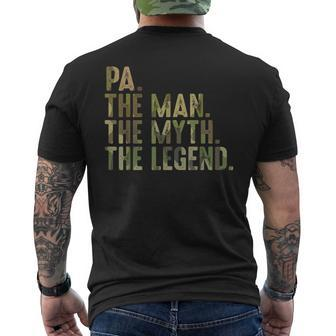 Pa From Grandchildren For Men Grandpa Pa Myth Legend Mens Back Print T-shirt | Mazezy