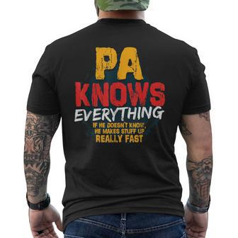 Pa Knows Everything Funny Pa Fathers Day Gifts Gift For Mens Mens Back Print T-shirt | Mazezy DE