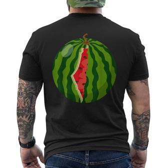 Palestine Map Watermelon Arabic Calligraphy Men's T-shirt Back Print - Monsterry