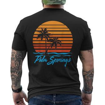 Palm Springs Sunset Palm Trees Beach Vacation Tourist Gifts Vacation Funny Gifts Mens Back Print T-shirt | Mazezy