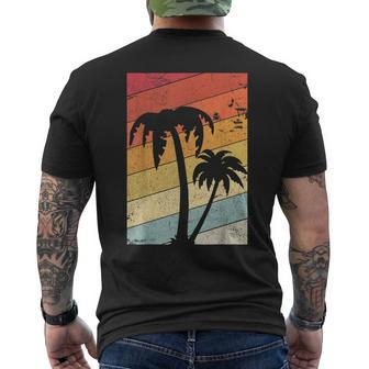 Palm Tree Retro Tropical Beach Men's T-shirt Back Print | Mazezy