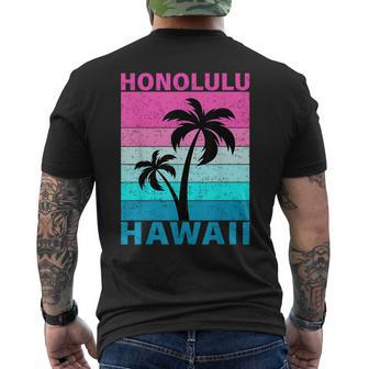 Palm Tree Vintage Family Vacation Hawaii Honolulu Beach Men's T-shirt Back Print