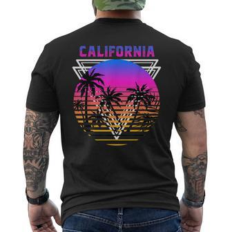 Palm Trees Retro Cali Long Beach Vintage Tropical California Men's T-shirt Back Print | Mazezy