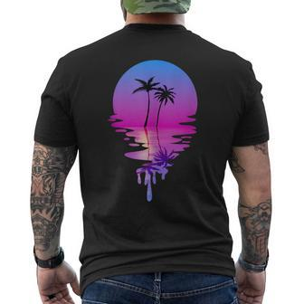 Palm Trees Retro Vintage Sunset Palm Trees Summer Mens Back Print T-shirt | Mazezy