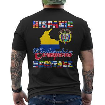 Hispanic Heritage Month Colombia Colombian Flag Pride Men's T-shirt Back Print - Monsterry