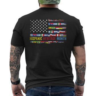 Hispanic Heritage Month All Countries Flag Heart Hands Men's T-shirt Back Print | Mazezy UK