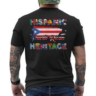 Hispanic Heritage Month Puerto Rican Puerto Rico Flag Pride Men's T-shirt Back Print - Seseable