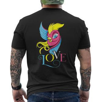 Pansexual Bird Love Subtle Pan Pride Flag Mens Back Print T-shirt | Mazezy