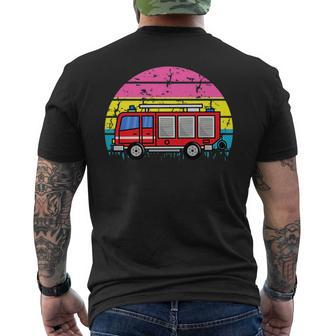 Pansexual Firetruck Lgbt-Q Pan Pride Firefighter Fireman Mens Back Print T-shirt | Mazezy