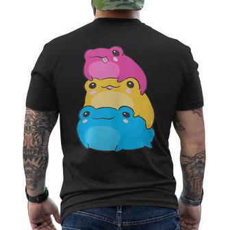 Pansexual Flag Color Frogs Subtle Pan Pride Lgbtq Aesthetic Mens Back Print T-shirt | Mazezy