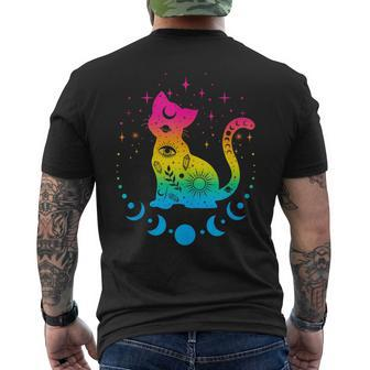 Pansexual Pride Flag Colors Astronomy Cat Mens Back Print T-shirt | Mazezy