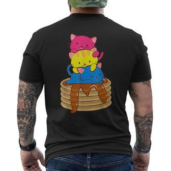 Pansexual Pride Flag Cute Cats On Pancakes Lgbt Pride Mens Back Print T-shirt | Mazezy