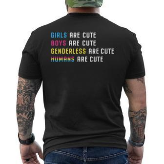 Pansexual Pride Girls Boys Genderless Humans Are Cute Lgbt Mens Back Print T-shirt | Mazezy