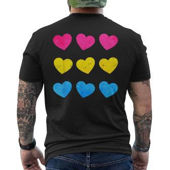 Pansexual Pride Pan Flag Hearts Subtle Lgbtq Mens Back Print T-shirt | Mazezy