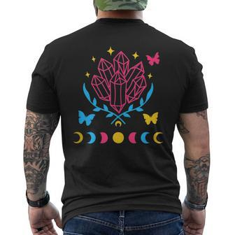 Pansexual Subtle Pan Pride Lgbtq Subtle Moon Phase Crystals Mens Back Print T-shirt | Mazezy