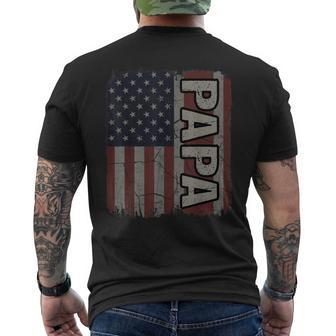 Papa American Flag Vintage Fathers Day 4Th Of July Gift Mens Back Print T-shirt | Mazezy