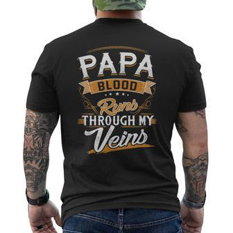 Papa Blood Runs Through My Veins Best Father's Day Men's T-shirt Back Print - Seseable