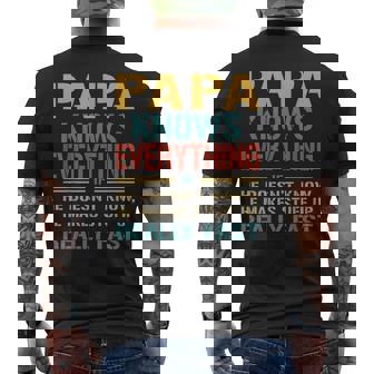 Papa Knows Everything Funny Fathers Day Gift For Papa Mens Back Print T-shirt | Mazezy