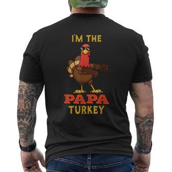 Papa Turkey Matching Family Group Thanksgiving Men's T-shirt Back Print | Mazezy