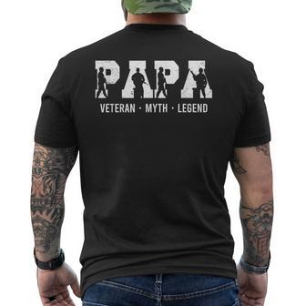 Papa Veteran Myth Legend  Funny Fathers Day  Mens Back Print T-shirt