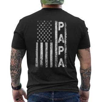 Papa Vintage American Flag Fathers Day 4Th Of July Grandpa Mens Back Print T-shirt | Mazezy