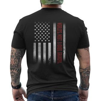 For Papa Worlds Most Badass Grandpa American Flags Men's Back Print T-shirt | Mazezy