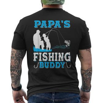 Papas Fishing Buddy For Grandpa Fisherman Kid Mens Back Print T-shirt - Seseable