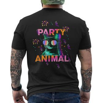 Party Cat Lover Party Animal Cool Cat Pet Lover Men's T-shirt Back Print - Monsterry AU